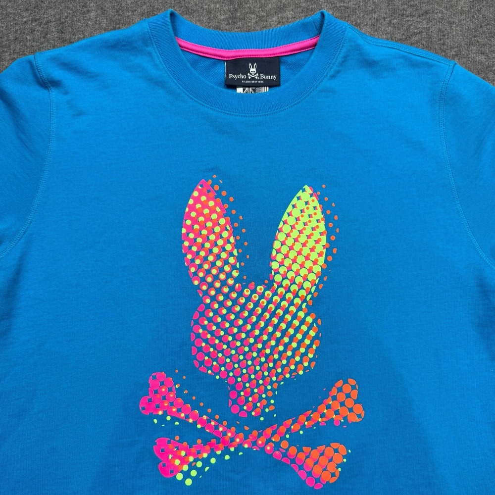 Psycho Bunny Mens Small Blue Hindes Crew Sweatshirt Cotton Pullover Sweater - Picture 4 of 13